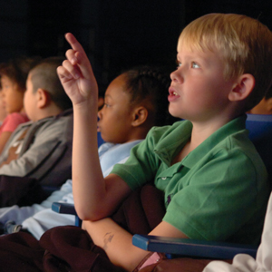 Kids watching an Arts In Education Audience at The Performing Arts Center, Purchase College