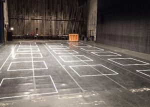 PepsiCo Theatre stage with social distancing squares