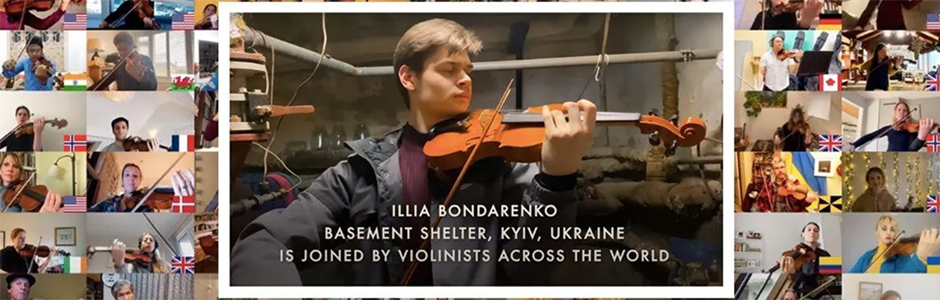 Screen capture from Violinists Across the World video