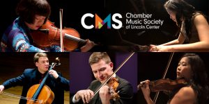 Chamber Music Society of Lincoln Center musicians and logo