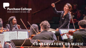 Mina Kim conducts the Purchase Symphony Orchestra