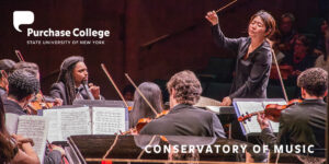 Mina Kim conducts the Purchase Symphony Orchestra