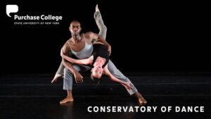 Purchase College Conservatory of Dance. Two dancers performing on stage.
